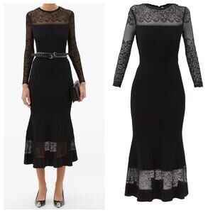 Alexander McQueen Lace And Ribbed-Ottoman Midi Dress